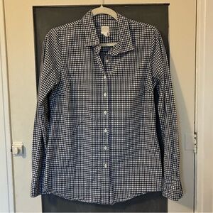 J. Crew The Perfect Shirt Navy and White Gingham